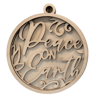 Peace 3D Laser Cut Ornament – Baltic Birch Wood Craft Supplies | DIY Wood Ornament Kit RE11 - The Wood Shape Store