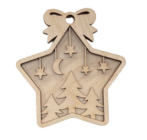 Tree 3D Laser Cut Ornament – Baltic Birch Wood Craft Supplies | DIY Wood Ornament Kit XM2 - The Wood Shape Store