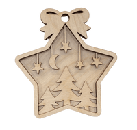 Tree 3D Laser Cut Ornament – Baltic Birch Wood Craft Supplies | DIY Wood Ornament Kit XM2 - The Wood Shape Store