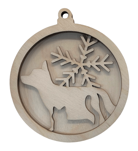 Cat & Dog 3D Laser Cut Ornament – Baltic Birch Wood Craft Supplies | DIY Wood Ornament Kit AN38 - The Wood Shape Store