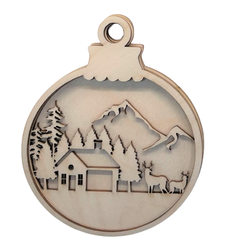 3D Ornament House 3 Pieces Laser Cut Out Unfinished ORN81 3D Ornament House 3 Pieces Laser Cut Out Unfinished ORN81