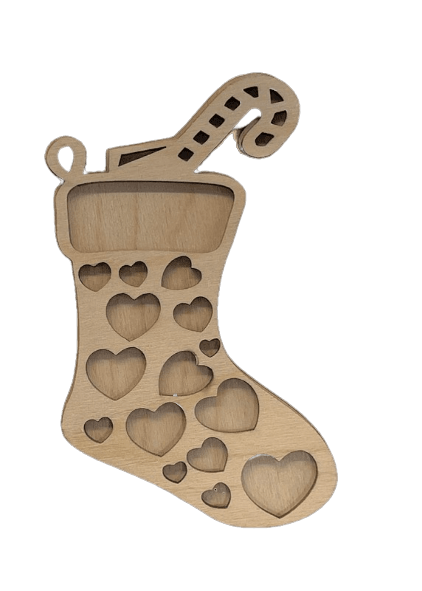 Stocking 3D Laser Cut Ornament – Baltic Birch Wood Craft Supplies | DIY Wood Ornament Kit XM49 - The Wood Shape Store