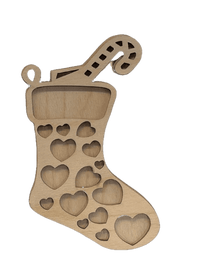 Stocking 3D Laser Cut Ornament – Baltic Birch Wood Craft Supplies | DIY Wood Ornament Kit XM49 - The Wood Shape Store