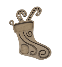 Stocking 3D Laser Cut Ornament – Baltic Birch Wood Craft Supplies | DIY Wood Ornament Kit XM85 - The Wood Shape Store