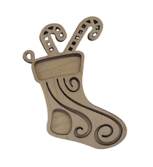 3D Ornament Stocking 2 Pieces Laser Cut Out Unfinished ORN84 3D Ornament Stocking 2 Pieces Laser Cut Out Unfinished ORN84