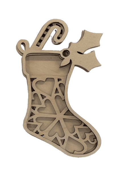 Christmas Stocking Ornament 3 Pieces Laser Cut Out Unfinished ORN85