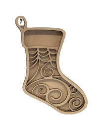 Stocking 3D Laser Cut Ornament – Baltic Birch Wood Craft Supplies | DIY Wood Ornament Kit XM43 - The Wood Shape Store