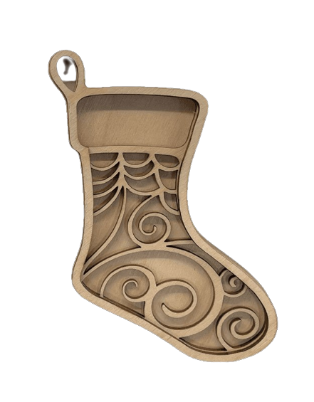 3D Ornament Stocking 3 Pieces Laser Cut Out Unfinished ORN86 3D Ornament Stocking 3 Pieces Laser Cut Out Unfinished ORN86