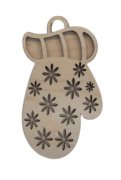 Mitten 3D Laser Cut Ornament – Baltic Birch Wood Craft Supplies | DIY Wood Ornament Kit XM87 - The Wood Shape Store