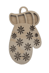 Mitten 3D Laser Cut Ornament – Baltic Birch Wood Craft Supplies | DIY Wood Ornament Kit XM87 - The Wood Shape Store