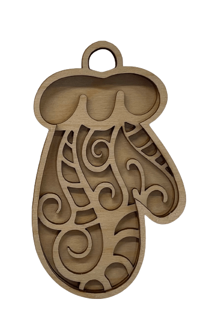 Mitten 3D Laser Cut Ornament – Baltic Birch Wood Craft Supplies | DIY Wood Ornament Kit XM45 - The Wood Shape Store