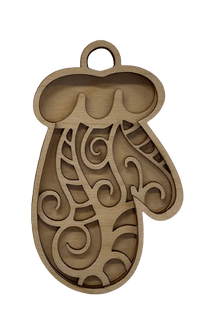 Mitten 3D Laser Cut Ornament – Baltic Birch Wood Craft Supplies | DIY Wood Ornament Kit XM45 - The Wood Shape Store