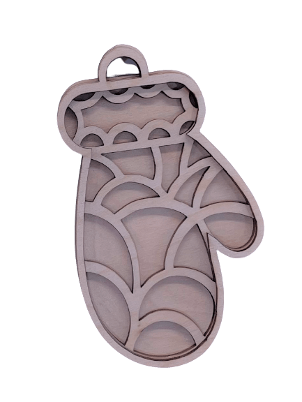 Mitten 3D Laser Cut Ornament – Baltic Birch Wood Craft Supplies | DIY Wood Ornament Kit XM46 - The Wood Shape Store