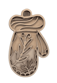 Mitten 3D Laser Cut Ornament – Baltic Birch Wood Craft Supplies | DIY Wood Ornament Kit XM88 - The Wood Shape Store