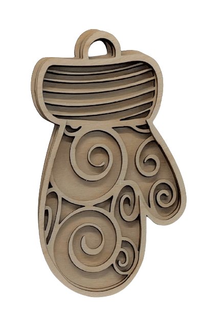 Mitten 3D Laser Cut Ornament – Baltic Birch Wood Craft Supplies | DIY Wood Ornament Kit XM47 - The Wood Shape Store
