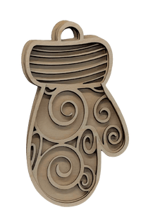 Mitten 3D Laser Cut Ornament – Baltic Birch Wood Craft Supplies | DIY Wood Ornament Kit XM47 - The Wood Shape Store