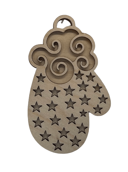 Mitten 3D Laser Cut Ornament – Baltic Birch Wood Craft Supplies | DIY Wood Ornament Kit XM303 - The Wood Shape Store
