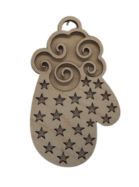 Mitten 3D Laser Cut Ornament – Baltic Birch Wood Craft Supplies | DIY Wood Ornament Kit XM303 - The Wood Shape Store
