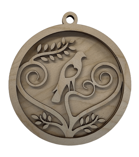 Bird 3D Laser Cut Ornament – Baltic Birch Wood Craft Supplies | DIY Wood Ornament Kit BR3 - The Wood Shape Store