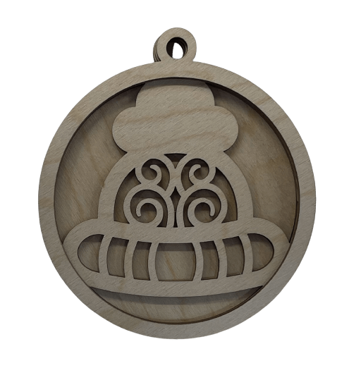 Hat 3D Laser Cut Ornament – Baltic Birch Wood Craft Supplies | DIY Wood Ornament Kit XM21 - The Wood Shape Store