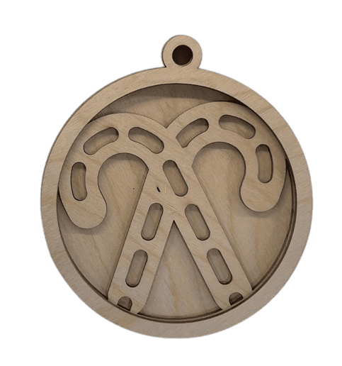 Candy Cane 3D Laser Cut Ornament – Baltic Birch Wood Craft Supplies | DIY Ornament Kit XM22 - The Wood Shape Store