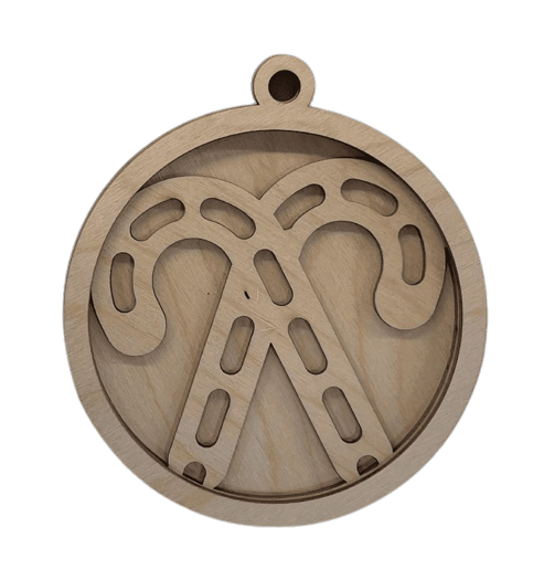 3D Ornament Candy Cane 3 Pieces Laser Cut Out Unfinished ORN97 3D Ornament Candy Cane 3 Pieces Laser Cut Out Unfinished ORN97