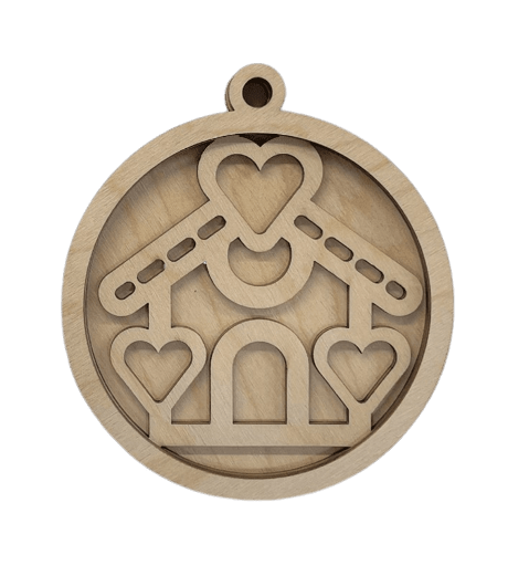 House 3D Laser Cut Ornament – Baltic Birch Wood Craft Supplies | DIY Wood Ornament Kit HM2 - The Wood Shape Store