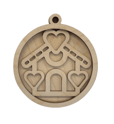 3D Ornament Gingerbread House 3 Pieces Laser Cut Out Unfinished ORN98 3D Ornament Gingerbread House 3 Pieces Laser Cut Out Unfinished ORN98