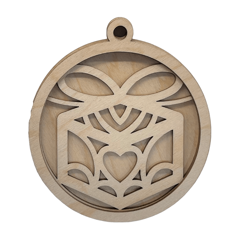 Present 3D Laser Cut Ornament – Baltic Birch Wood Craft Supplies | DIY Wood Ornament Kit XM23 - The Wood Shape Store