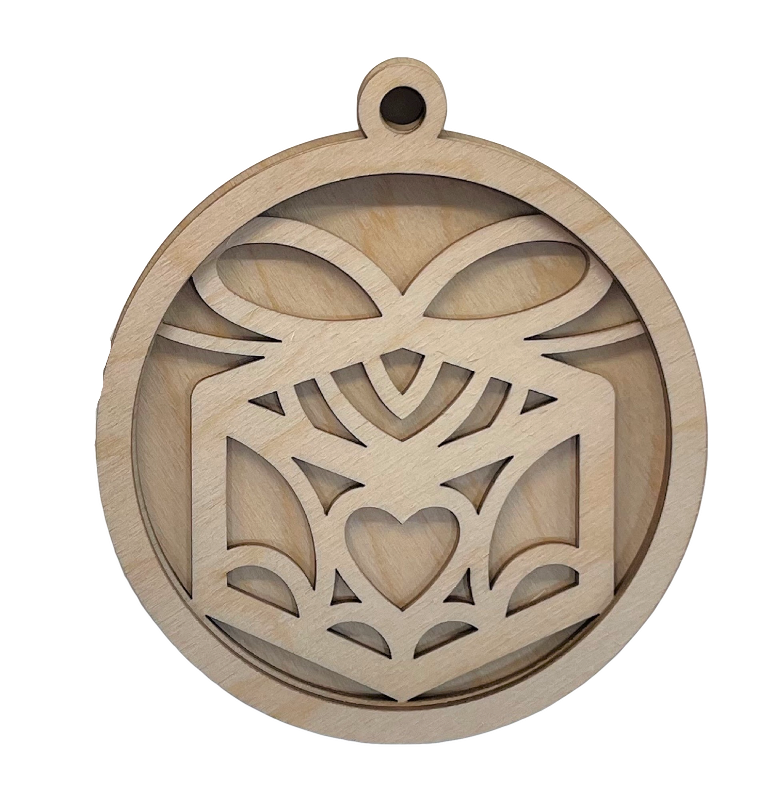 3D Ornament Present 3 Pieces Laser Cut Out Unfinished ORN99 3D Ornament Present 3 Pieces Laser Cut Out Unfinished ORN99