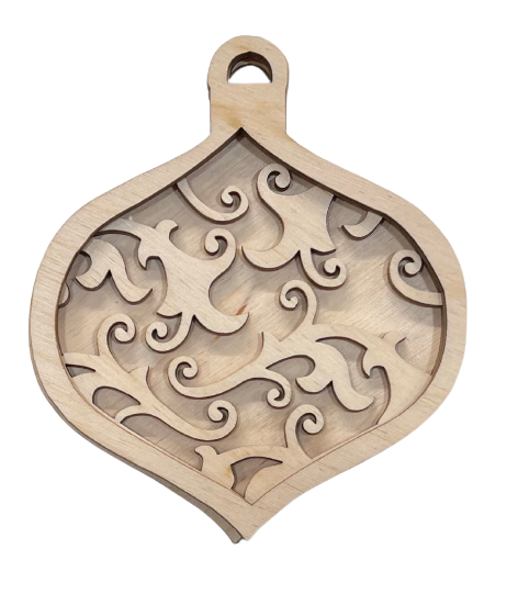 3D Ornament 3 Pieces Laser Cut Out Unfinished ORN9