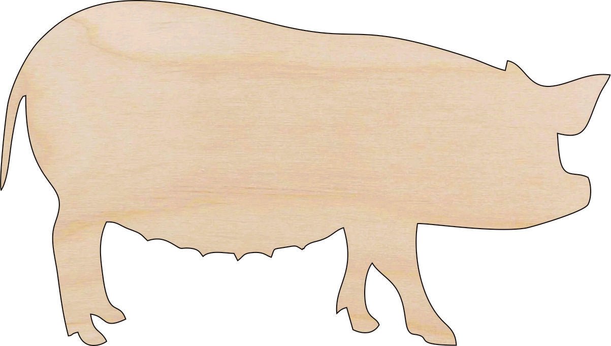 Pig Wood Craft Shape - Laser Cut Baltic Birch Unfinished DIY Wood Art Supplies PIG11 - The Wood Shape Store
