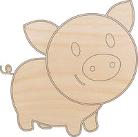 Pig Wood Craft Shape - Laser Cut Baltic Birch Unfinished DIY Wood Art Supplies PIG17 - The Wood Shape Store