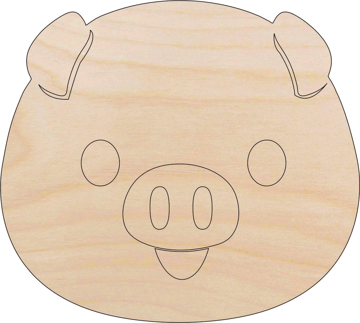Pig Wood Craft Shape - Laser Cut Baltic Birch Unfinished DIY Wood Art Supplies PIG2 - The Wood Shape Store