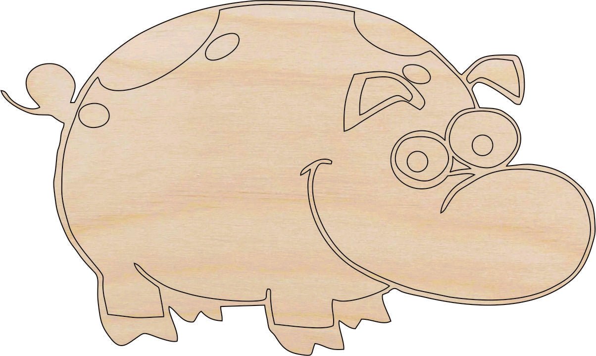 Pig Wood Craft Shape - Laser Cut Baltic Birch Unfinished DIY Wood Art Supplies PIG3 - The Wood Shape Store