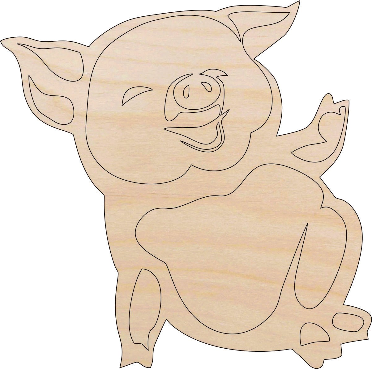 Pig Wood Craft Shape - Laser Cut Baltic Birch Unfinished DIY Wood Art Supplies PIG5 - The Wood Shape Store