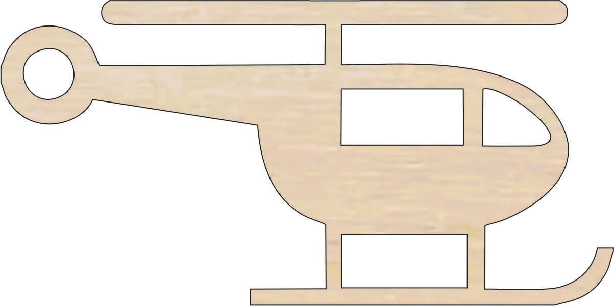 Helicopter Wood Craft Shape - Laser Cut Baltic Birch Unfinished DIY Wood Art Supplies PLN12 - The Wood Shape Store