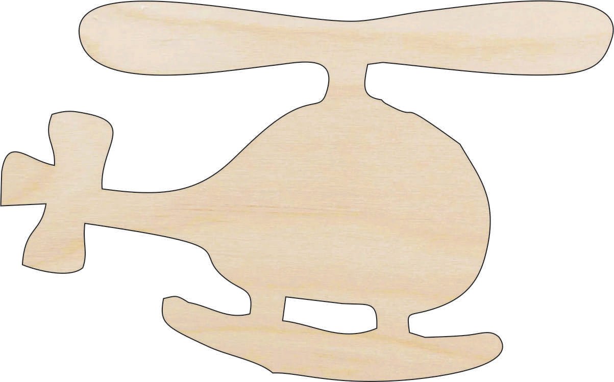 Helicopter Wood Craft Shape - Laser Cut Baltic Birch Unfinished DIY Wood Art Supplies PLN5 - The Wood Shape Store