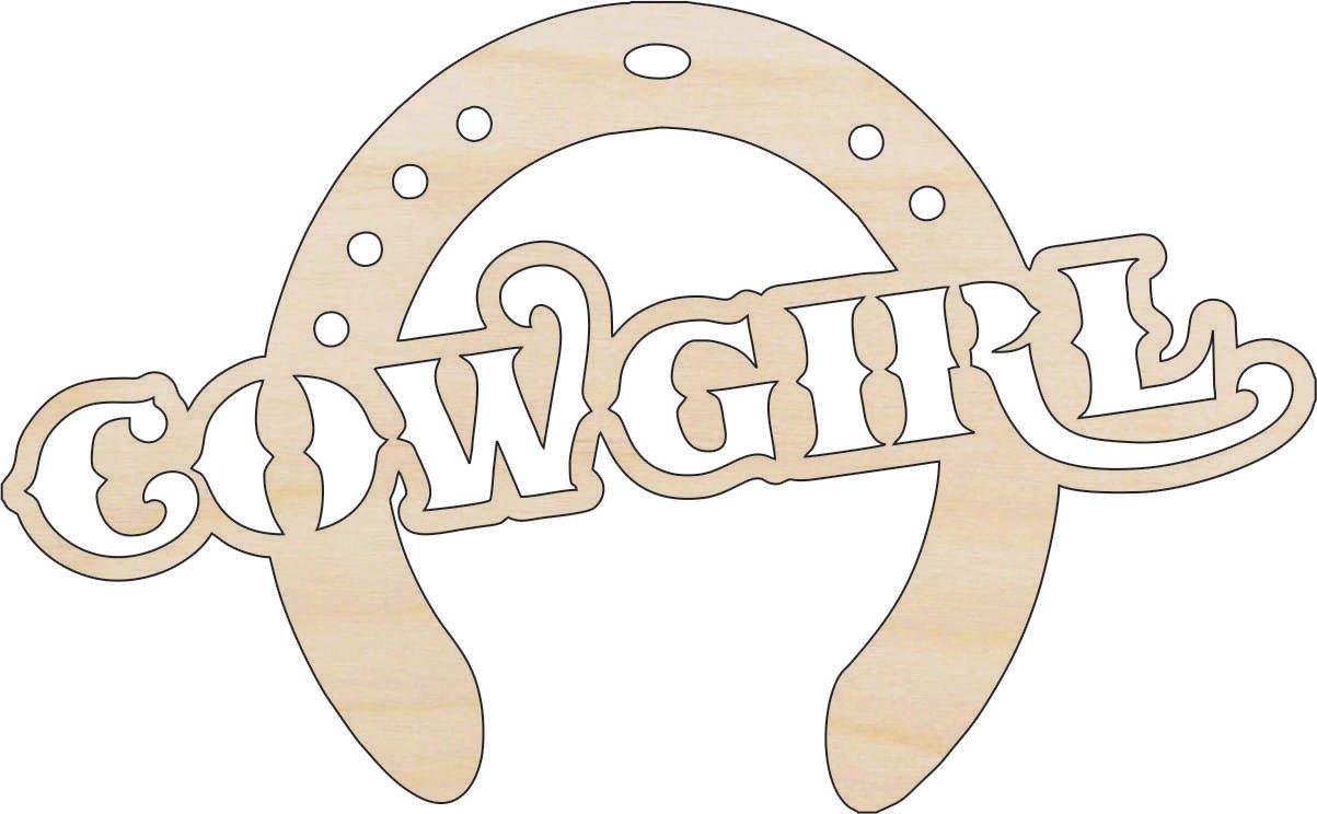 Cowgirl SignWood Craft Shape - Laser Cut Baltic Birch Unfinished DIY Wood Art Supplies PPL145 - The Wood Shape Store