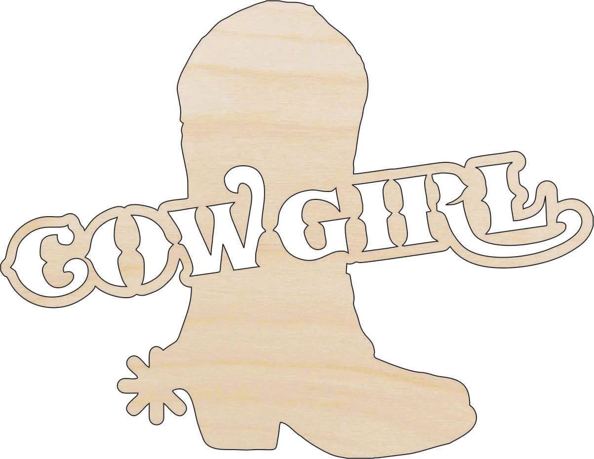 Cowgirl Sign Wood Craft Shape - Laser Cut Baltic Birch Unfinished DIY Wood Art Supplies PPL150 - The Wood Shape Store