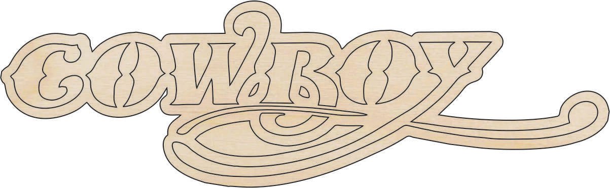 Cowboy Word Wood Craft Shape - Laser Cut Baltic Birch Unfinished DIY Wood Art Supplies PPL165 - The Wood Shape Store