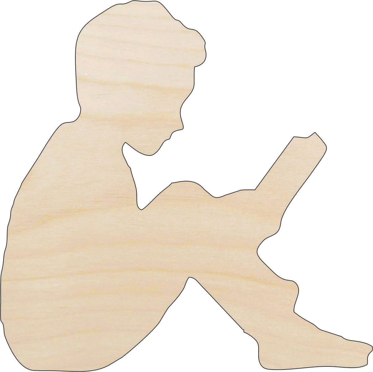 Boy Reading Wood Craft Shape - Laser Cut Baltic Birch Unfinished DIY Wood Art Supplies PPL186 - The Wood Shape Store