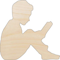 Boy Reading Wood Craft Shape - Laser Cut Baltic Birch Unfinished DIY Wood Art Supplies PPL186 - The Wood Shape Store