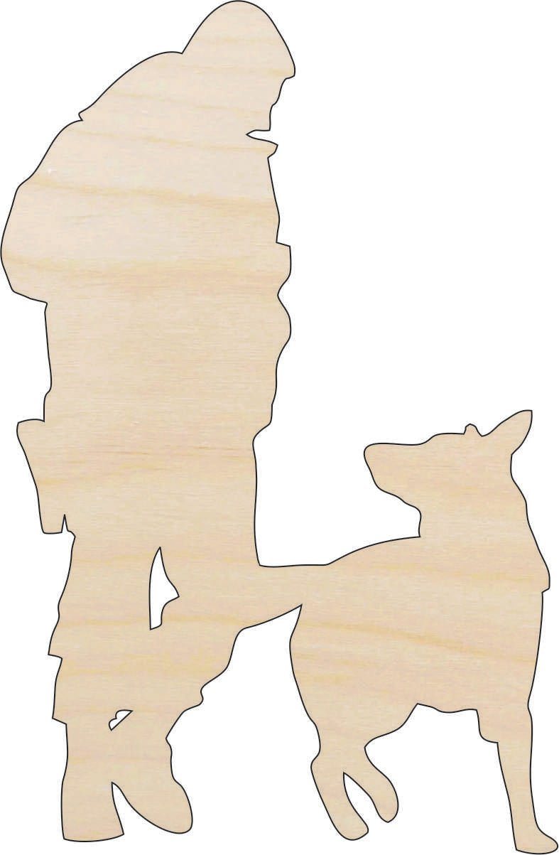 Man with Dog Wood Craft Shape - Laser Cut Baltic Birch Unfinished DIY Wood Art Supplies PPL187 - The Wood Shape Store