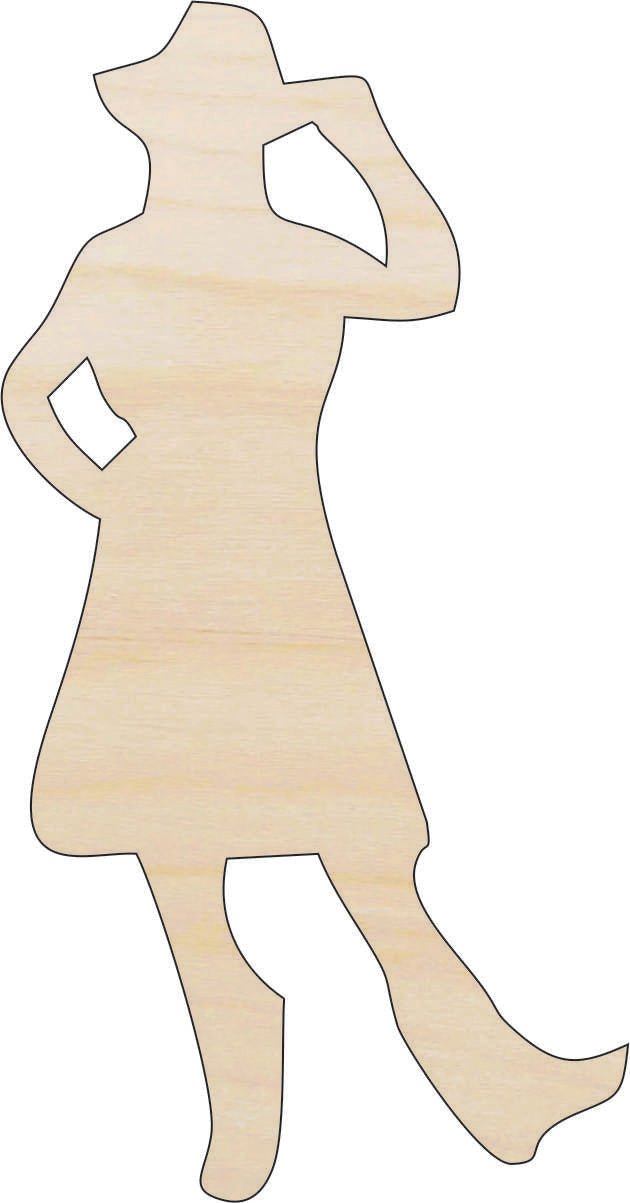 Cowgirl Wood Craft Shape - Laser Cut Baltic Birch Unfinished DIY Wood Art Supplies PPL210 - The Wood Shape Store