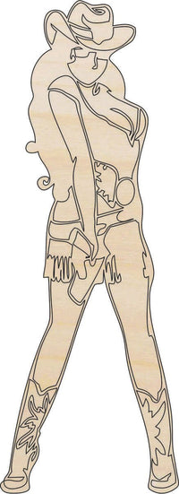 Cowgirl Wood Craft Shape - Laser Cut Baltic Birch Unfinished DIY Wood Art Supplies PPL92 - The Wood Shape Store