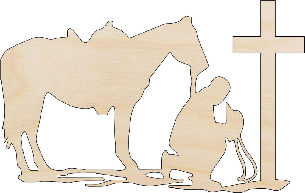 Scene Man Praying  - Laser Cut Out Unfinished Wood Craft Shape REL34