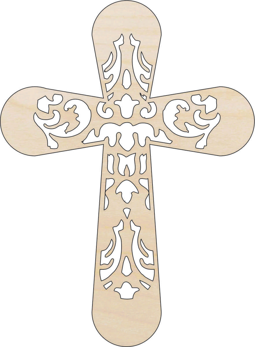 Cross - Laser Cut Out Unfinished Wood Craft Shape REL5 Cross - Laser Cut Out Unfinished Wood Craft Shape REL5