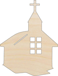 Church Wood Craft Shape - Laser Cut Baltic Birch Unfinished DIY Wood Art Supplies REL66 - The Wood Shape Store