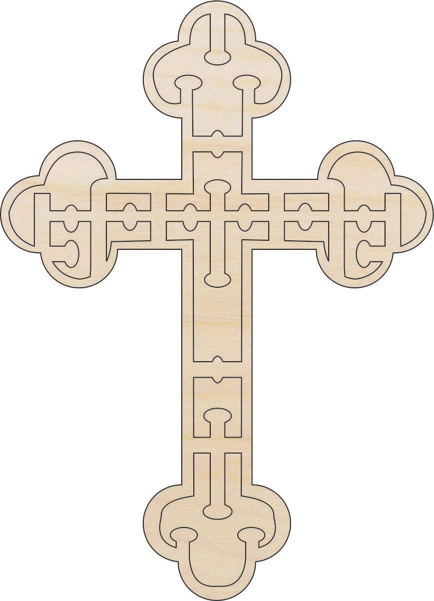 Cross Wood Craft Shape - Laser Cut Baltic Birch Unfinished DIY Wood Art Supplies REL71 - The Wood Shape Store